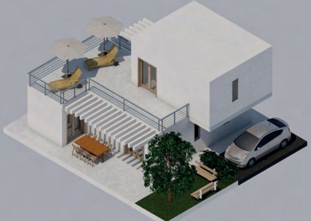 Assonometria della casa container