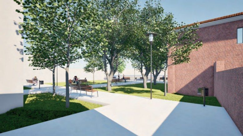 Render esterno del parco riqualificato